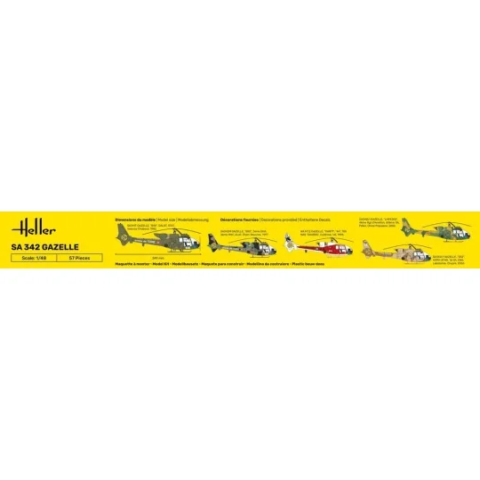 STARTER KIT SA 342 Gazelle, 1/48 - Heller 56486