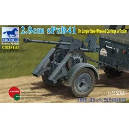 2.8cm sPzb41 On Larger Steel-Wheeled carriage w/Traile, 1/35 - Bron...