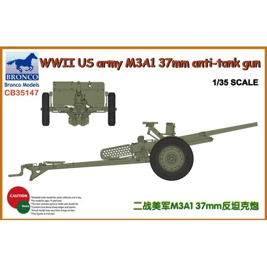 WWII US Army M3A1 37mm Anti-Tank Gun - Bronco Models CB35147