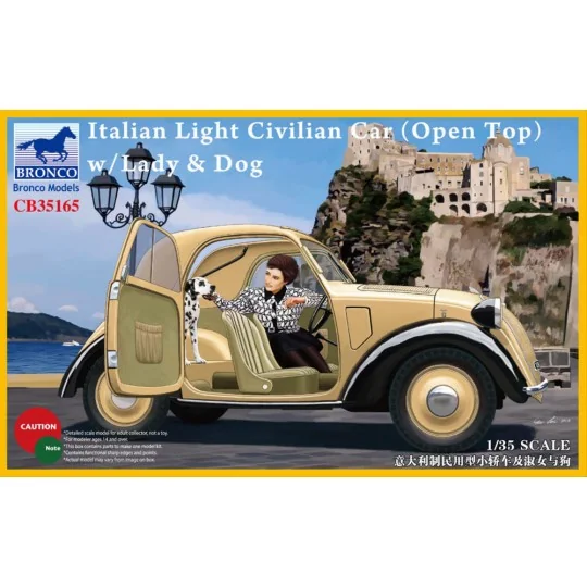 Italian Light Civilian Car(Open Top) w/Lady & Dog, 1/35 - Bronco Mo... Italian Light Civilian Car(Open Top) w/Lady & Dog, 1/35 - Bronco Mo...