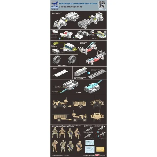 British Army ATV Quad Bike and Trailer w/Soldier, 1/35 - Bronco Mod...