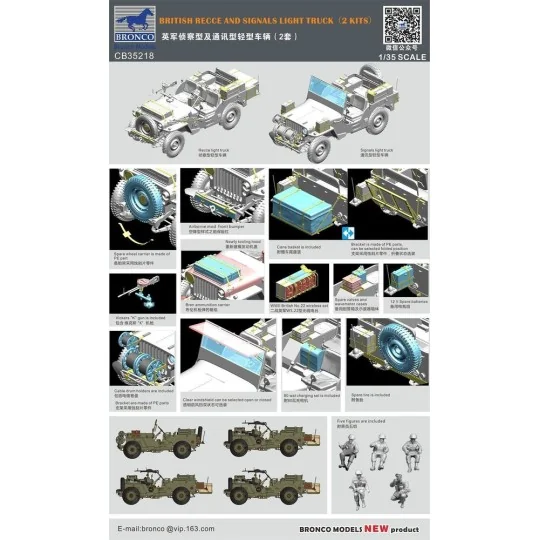 BRITISH RECCE AND SIGNALS LIGHT TRUCK (2 KITS ) with CREWS - Bronco...