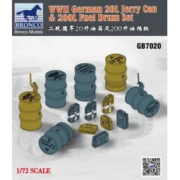 WWII German 20L Jerry Can & 200L Fuel Drum Set, 1/72 - Bronco Model...