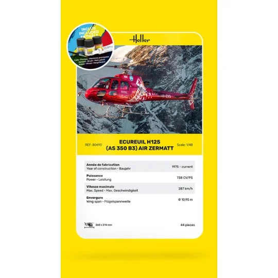STARTER KIT Ecureuil H125 (AS 350 B3) Air Zermatt - Heller 56490
