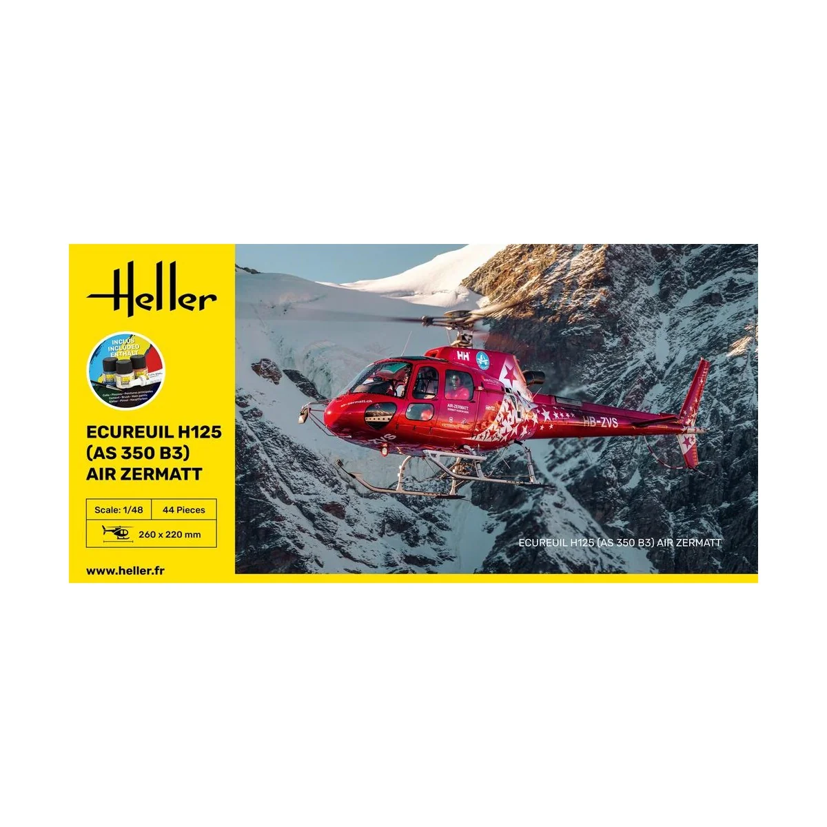 STARTER KIT Ecureuil H125 (AS 350 B3) Air Zermatt, 1/48 - Heller 56490 STARTER KIT Ecureuil H125 (AS 350 B3) Air Zermatt, 1/48 - Heller 56490