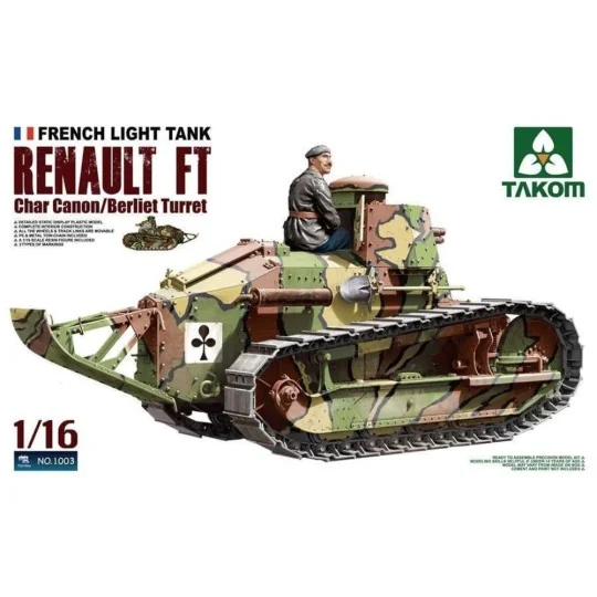 French Heavy Tank RENAULT FT char Canon/, 1/16 - Takom TAK1003 French Heavy Tank RENAULT FT char Canon/, 1/16 - Takom TAK1003
