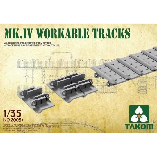 Mk IV Cement Free Workable Tracks, 1/35 - Takom TAK2008X Mk IV Cement Free Workable Tracks, 1/35 - Takom TAK2008X