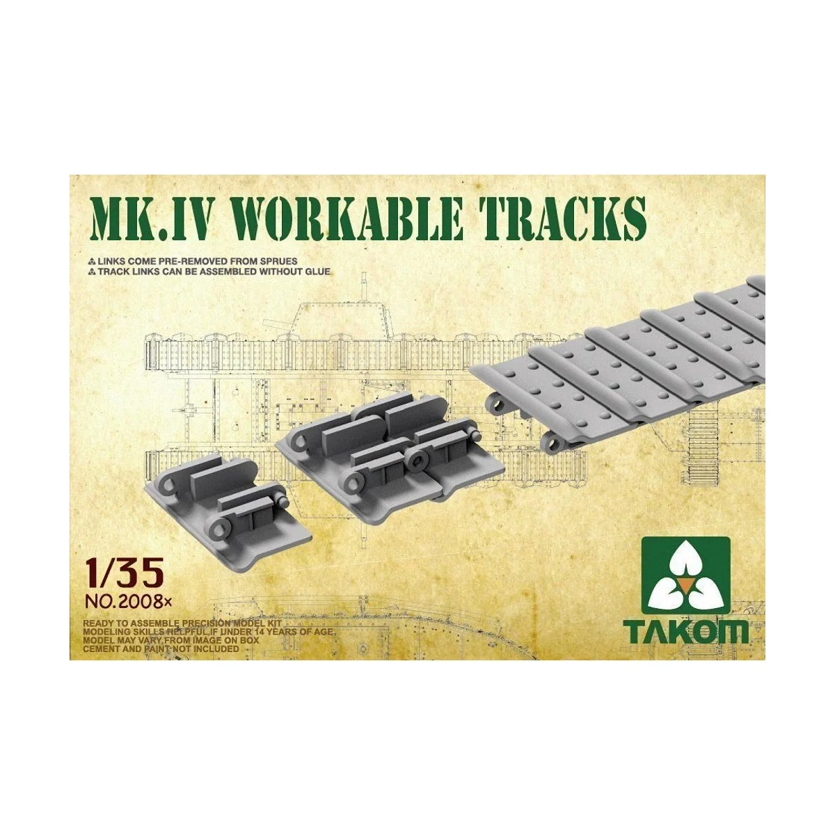 Mk IV Cement Free Workable Tracks - Takom TAK2008X