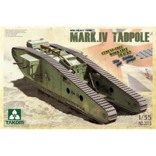 WWI Heavy Battle T. Mark IV Male Tadpole w/Rearm., 1/35 - Takom TAK... WWI Heavy Battle T. Mark IV Male Tadpole w/Rearm., 1/35 - Takom TAK...