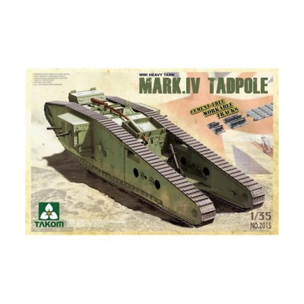 WWI Heavy Battle T. Mark IV Male Tadpole w/Rearm. - Takom TAK2015