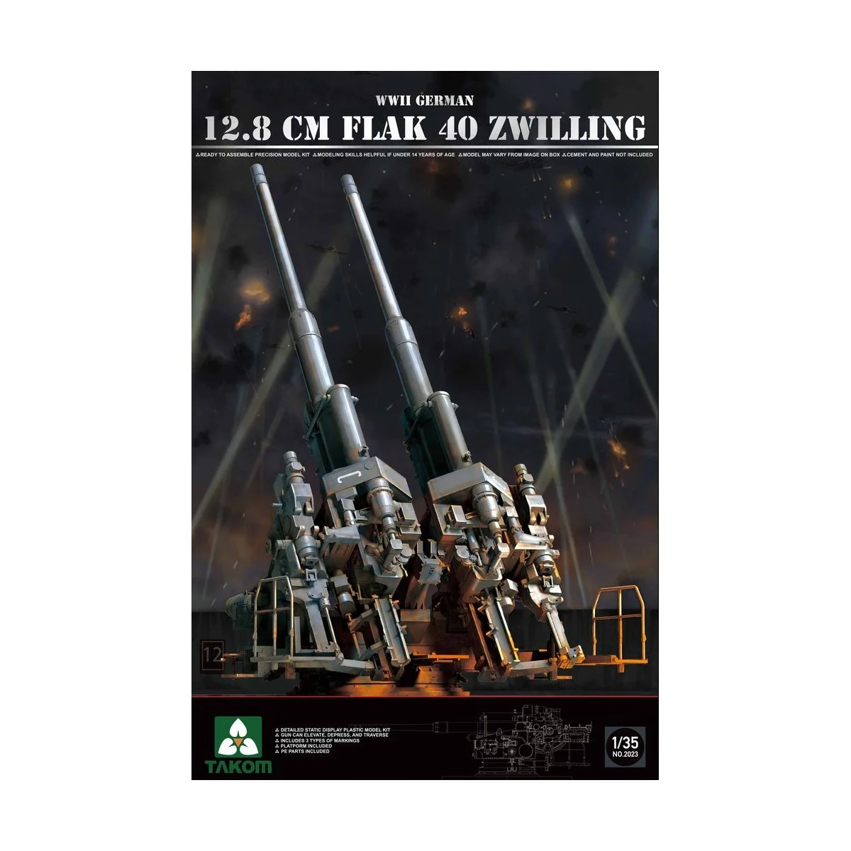 WWII German 12.8 cm FlaK 40 Zwilling - Takom TAK2023