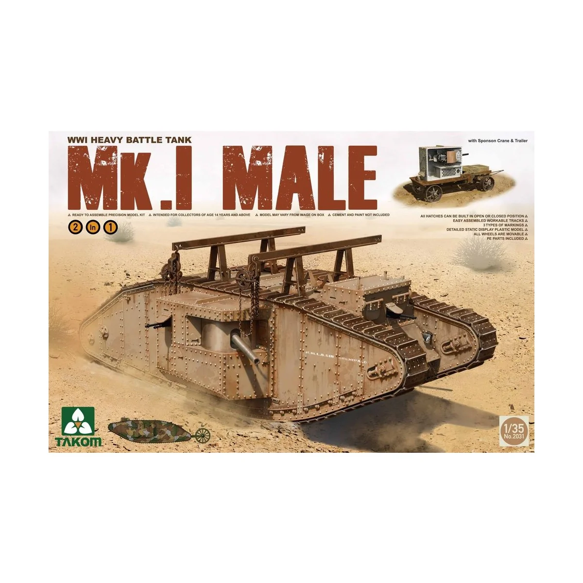 WWI Heavy Battle Tank Mk.I male 2in1 - Takom TAK2031