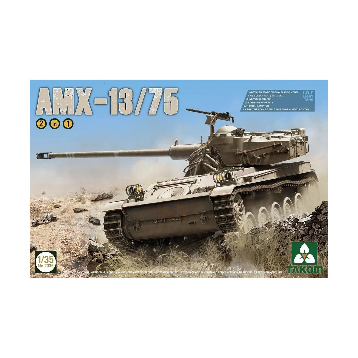 IDF Light Tank AMX-13/75 2in1, 1/35 - Takom TAK2036 IDF Light Tank AMX-13/75 2in1, 1/35 - Takom TAK2036