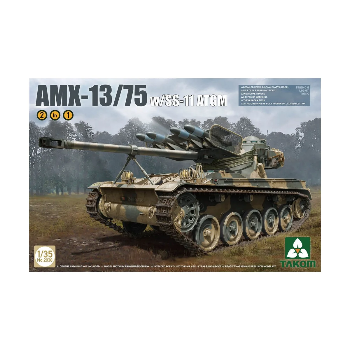 French Light Tank AMX w. SS-11 ATGM 2in1 - Takom TAK2038