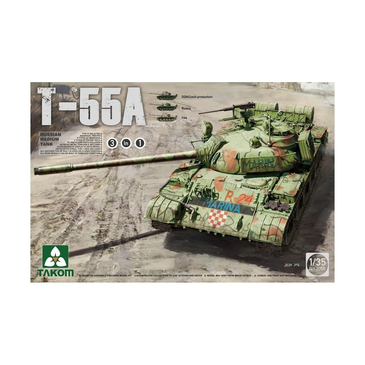 Russian Medium Tank T-55A (3 in 1), 1/35 - Takom TAK2056 Russian Medium Tank T-55A (3 in 1), 1/35 - Takom TAK2056