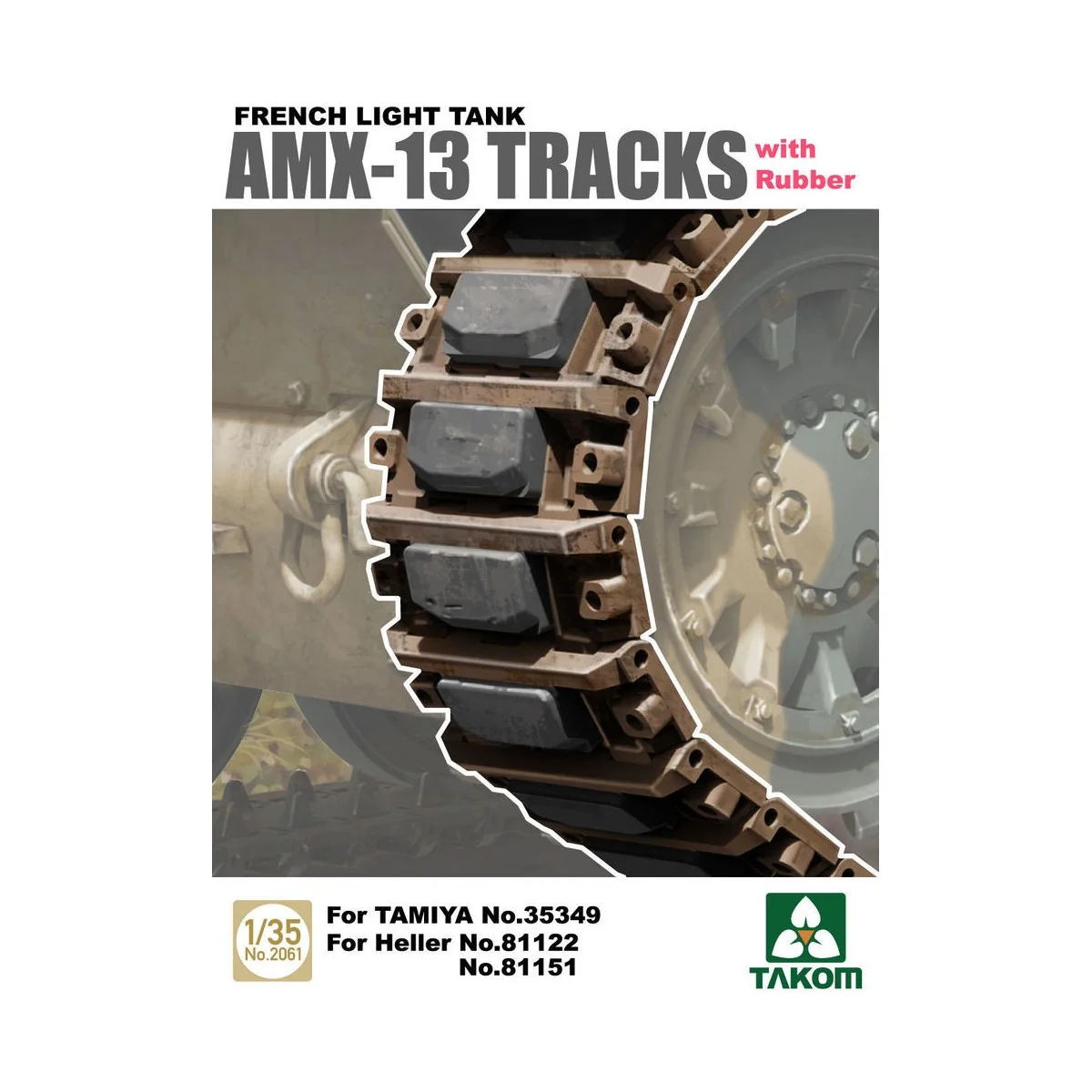 French Light Tank AMX-13 Tracks with Rub Rubber - Takom TAK2061
