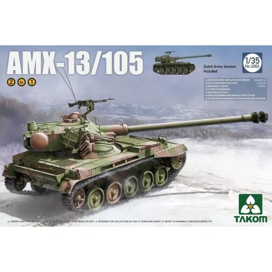 French Light Tank AMX-13/105 2 in 1, 1/35 - Takom TAK2062 French Light Tank AMX-13/105 2 in 1, 1/35 - Takom TAK2062
