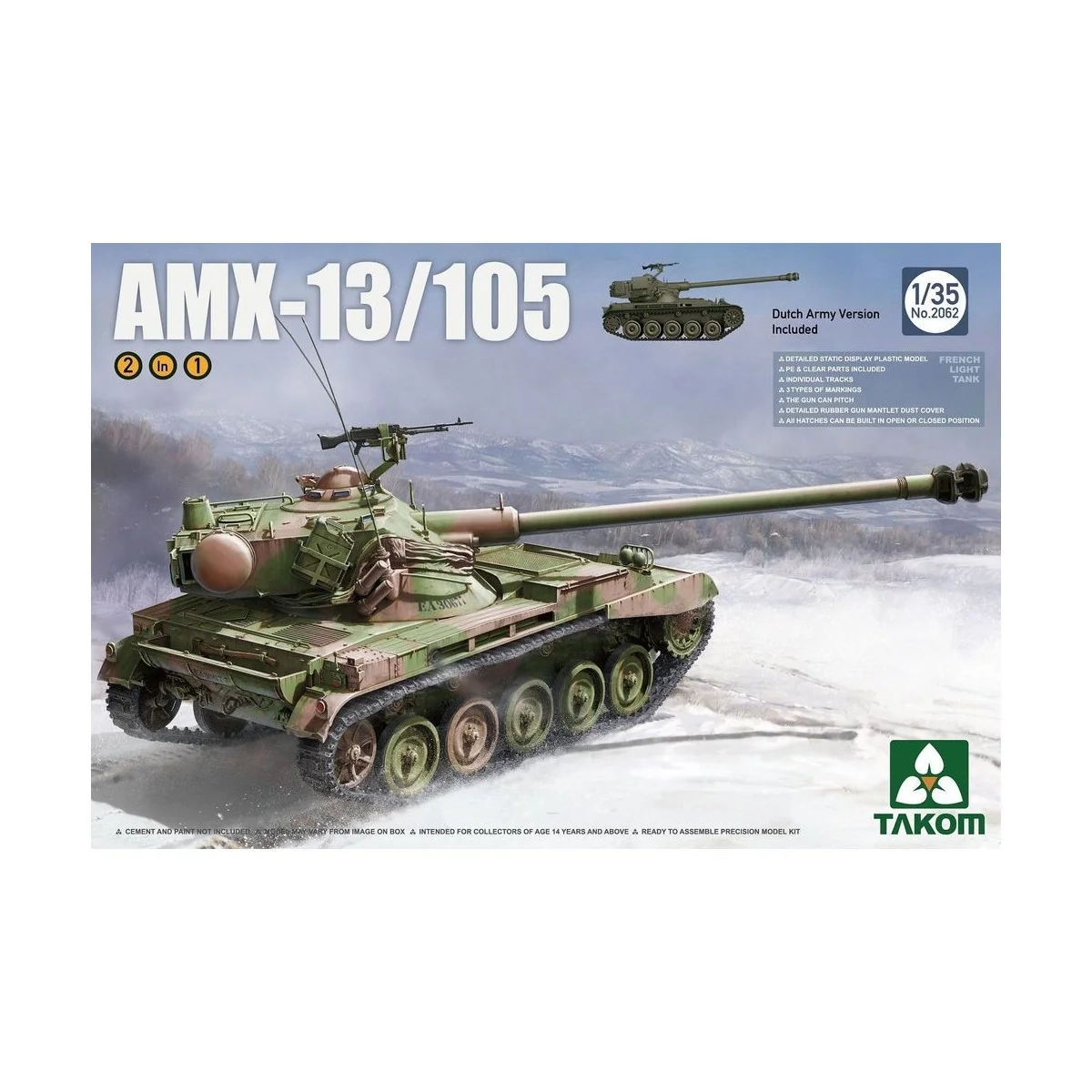 French Light Tank AMX-13/105 2 in 1, 1/35 - Takom TAK2062 French Light Tank AMX-13/105 2 in 1, 1/35 - Takom TAK2062