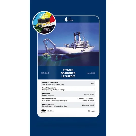 STARTER KIT Titanic Searcher "Le Suroit", 1/200 - Heller 56615