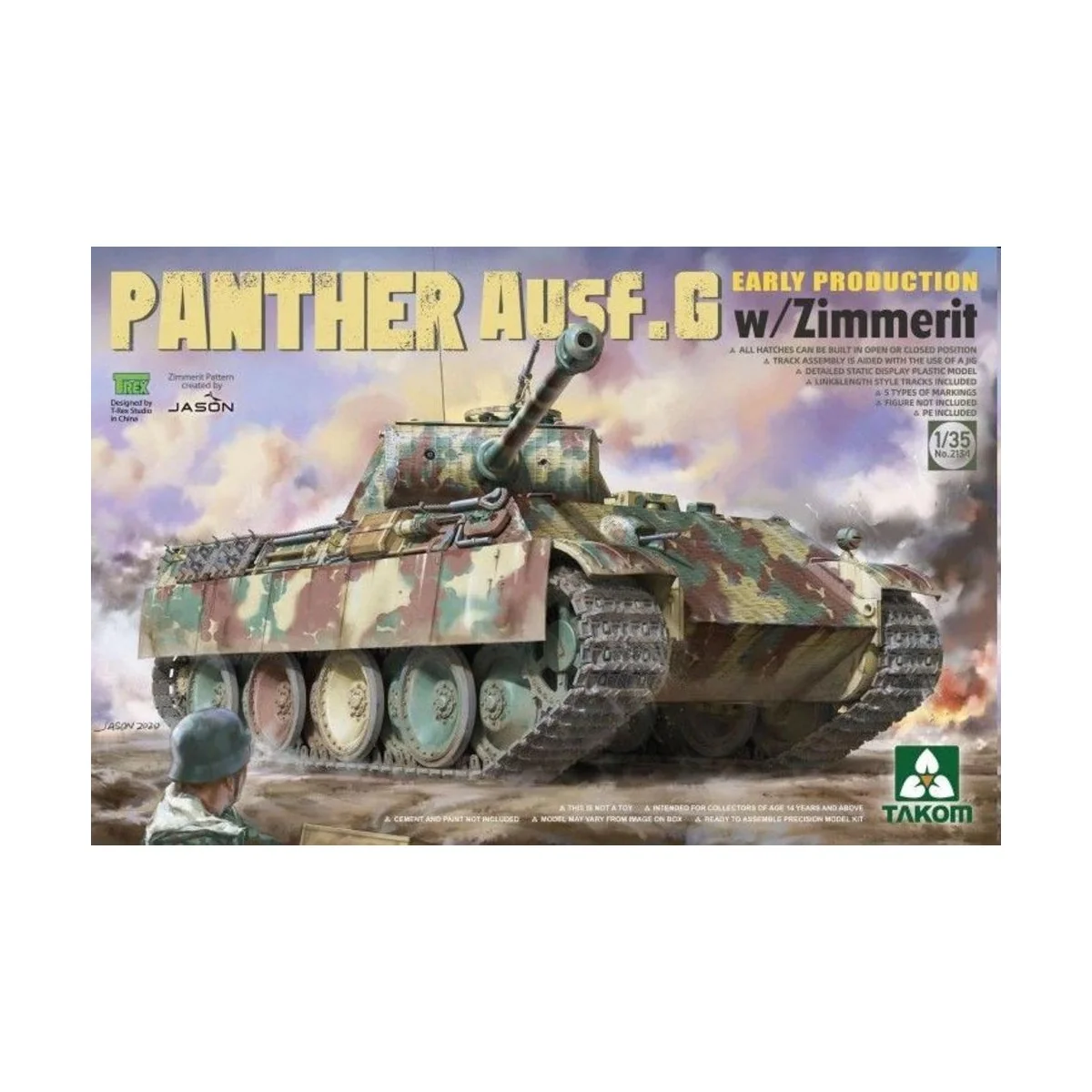 Panther Ausf.G Early Production w/Zimmerit, 1/35 - Takom TAK2134 Panther Ausf.G Early Production w/Zimmerit, 1/35 - Takom TAK2134