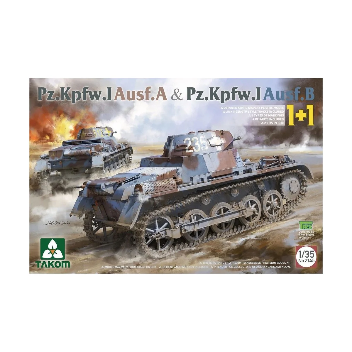 Pz.Kpfw.I Ausf.A & Pz.Kpfw.I Ausf. B (1+1), 1/35 - Takom TAK2145 Pz.Kpfw.I Ausf.A & Pz.Kpfw.I Ausf. B (1+1), 1/35 - Takom TAK2145