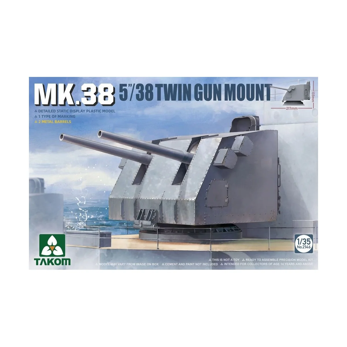MK.38 5''/38 TWIN GUN MOUNT (Metal barrel), 1/35 - Takom TAK2146
