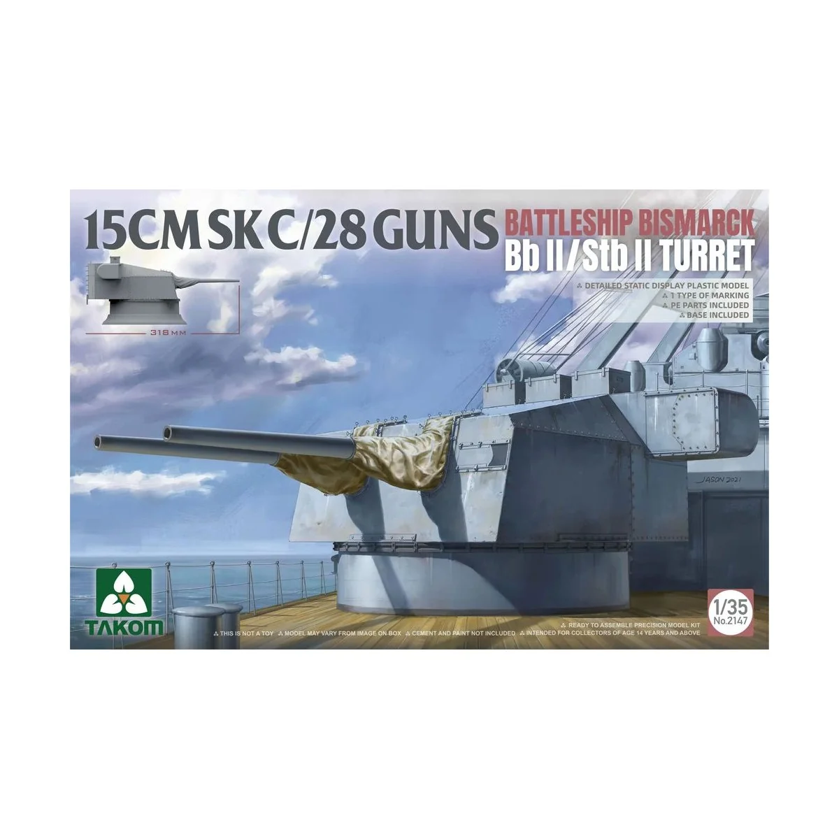 15CMSK C/28 GUNS BATTLESHIP BISMARCK Bb II / Stb II Turret, 1/35 - ...