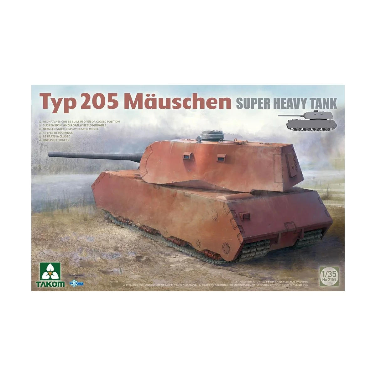 Typ 205 Mauschen Super Heavy Tank, 1/35 - Takom TAK2159 Typ 205 Mauschen Super Heavy Tank, 1/35 - Takom TAK2159