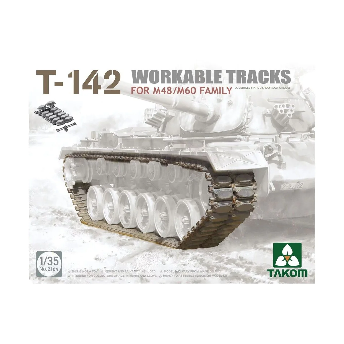 T-142 WORKABLE TRACKS FOR M48/M60 FAMILY, 1/35 - Takom TAK2164 T-142 WORKABLE TRACKS FOR M48/M60 FAMILY, 1/35 - Takom TAK2164