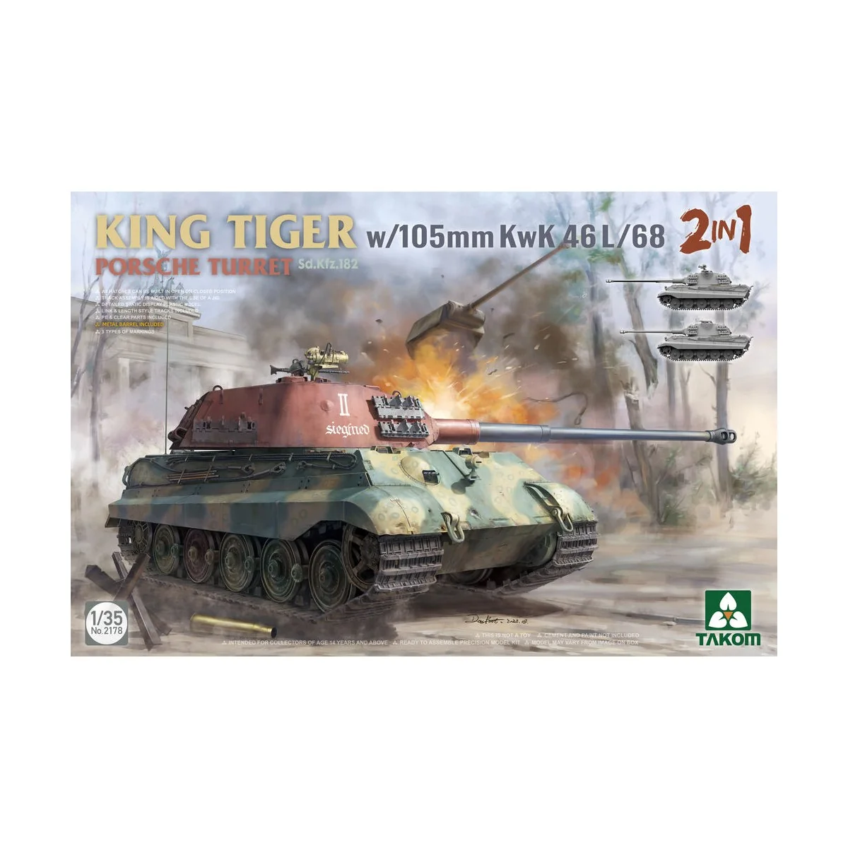 King Tiger w/105mm KwK 46L/68 2 in 1 - Takom TAK2178