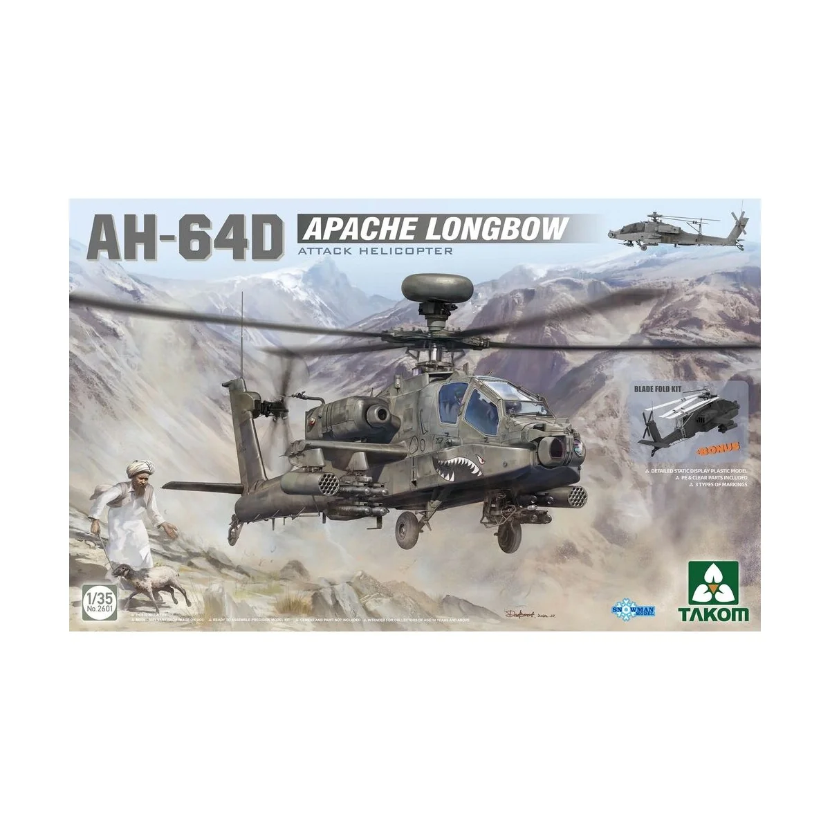 AH-64D APACHE LONGBOW ATTACK HELICOPTER, 1/35 - Takom TAK2601
