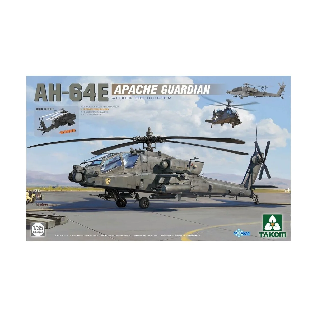 AH-64E APACHE GUARDIAN ATTACK HELICOPTER, 1/35 - Takom TAK2602 AH-64E APACHE GUARDIAN ATTACK HELICOPTER, 1/35 - Takom TAK2602