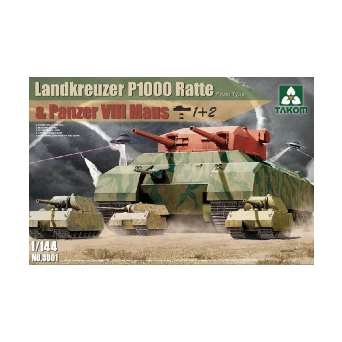 Landkreuzer P1000 Ratte(Proto Type)&Panz, 1/144 - Takom TAK3001 Landkreuzer P1000 Ratte(Proto Type)&Panz, 1/144 - Takom TAK3001