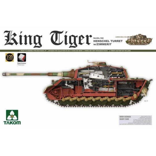WWII German Heavy Tank Sd.KFZ.182 King Tiger Henschel Turret w/Zimm... WWII German Heavy Tank Sd.KFZ.182 King Tiger Henschel Turret w/Zimm...
