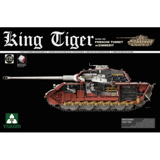 WWII German Heavy Tank Sd.Kfz.182 King Tiger Porsche Turret w/Zimme... WWII German Heavy Tank Sd.Kfz.182 King Tiger Porsche Turret w/Zimme...