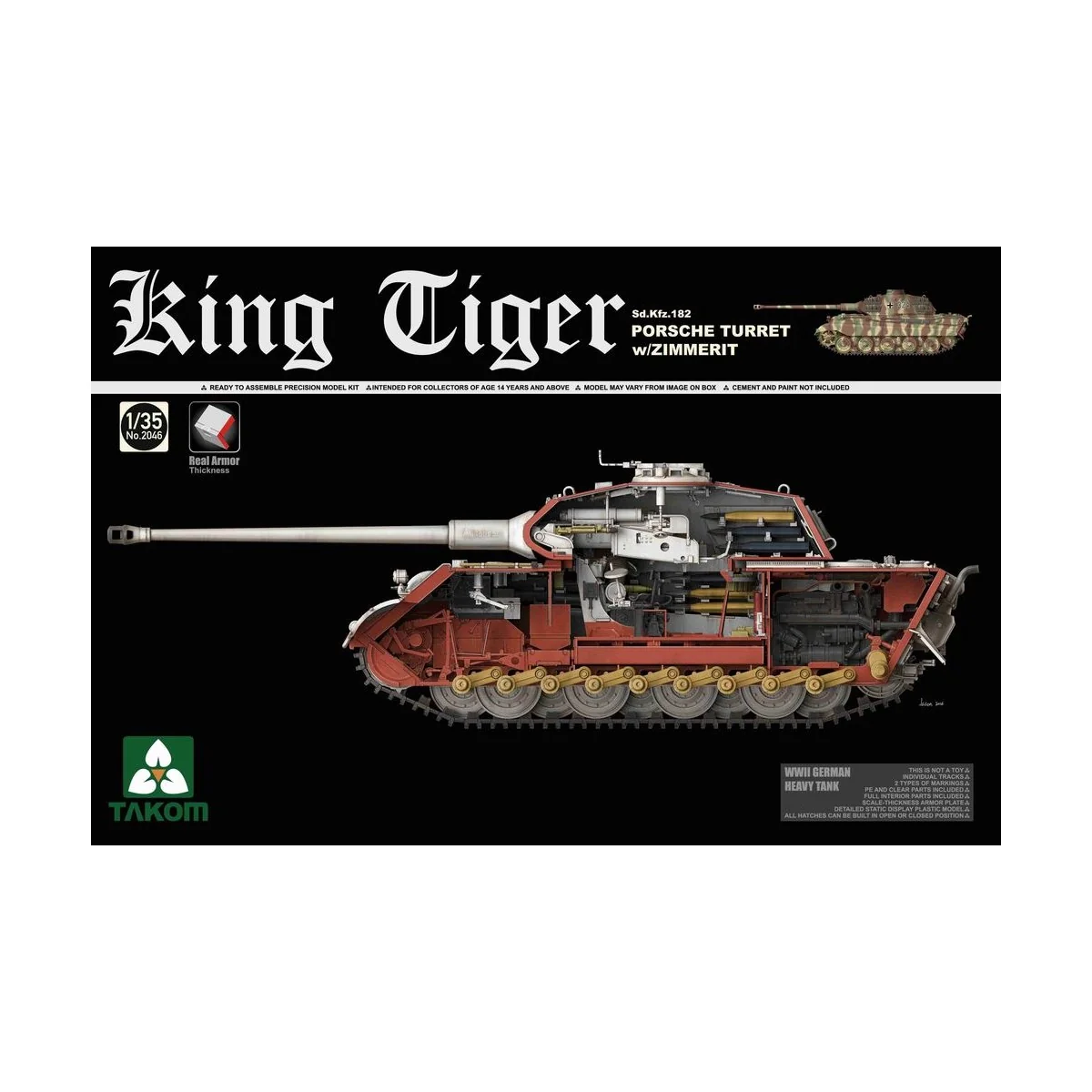 WWII German Heavy Tank Sd.Kfz.182 King Tiger Porsche Turret w/Zimme... WWII German Heavy Tank Sd.Kfz.182 King Tiger Porsche Turret w/Zimme...