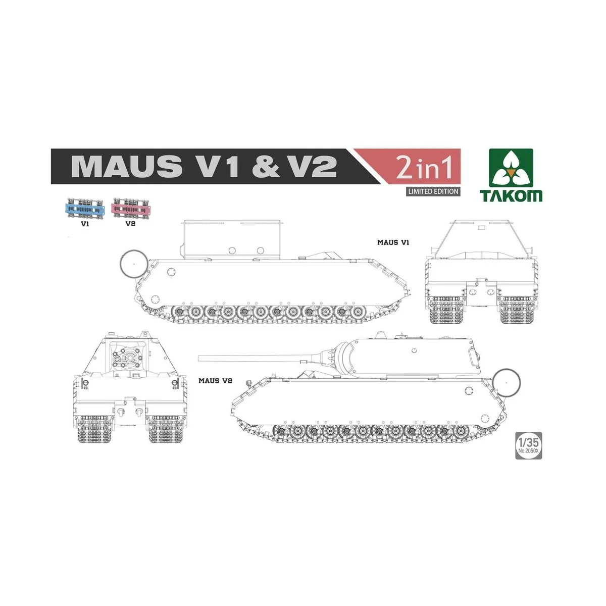 WWII  Maus V1 & V2  2 in 1 (Limited Edition) - Takom TAK2050X
