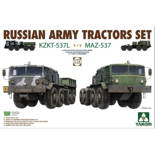 Russian Army Tractors KZKT-537L & MAZ537 1+1, 1/72 - Takom TAK5003