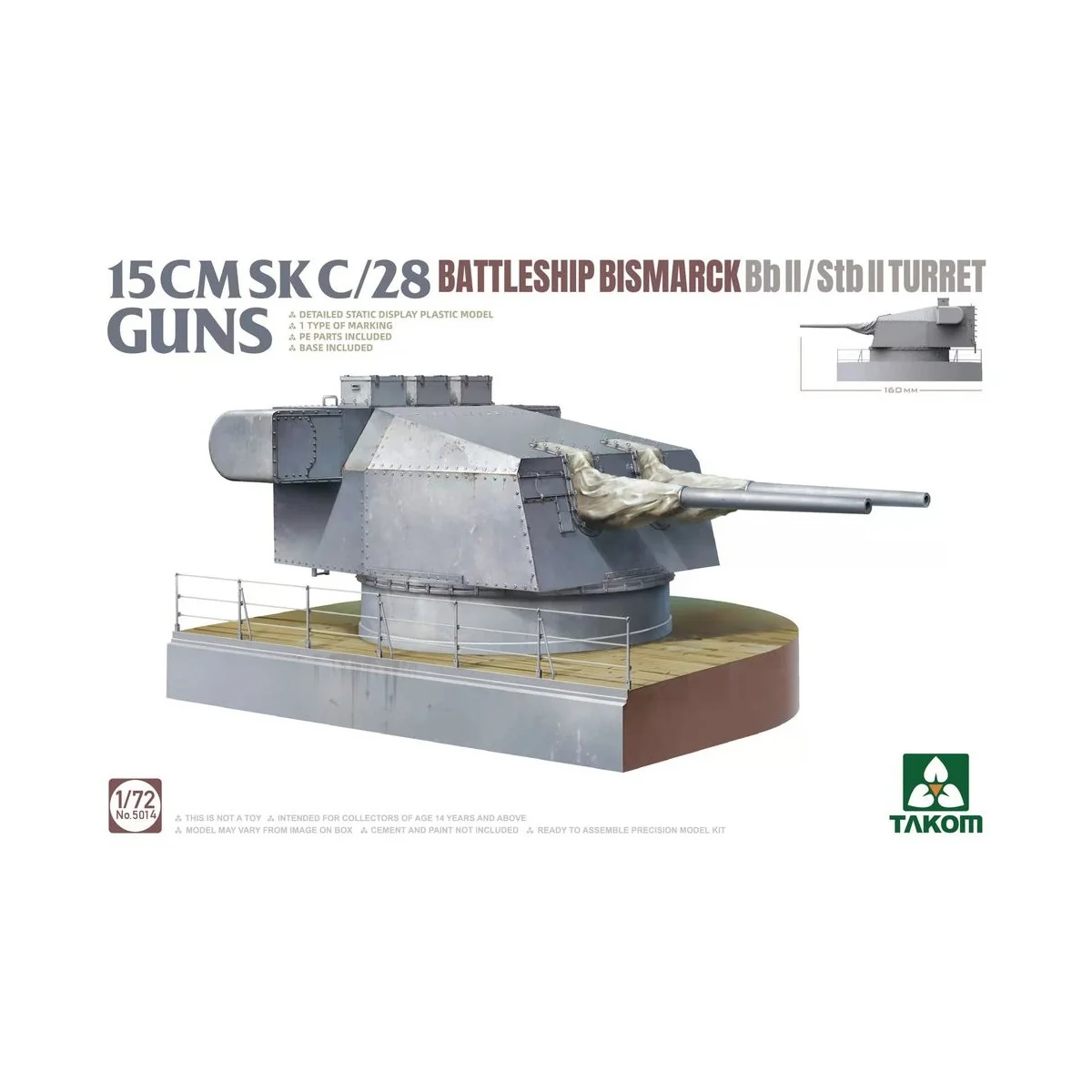 15 CMSK C/28 BATTLESHIP BISMARCK Bb II/Stb II Turret, 1/72 - Takom ...