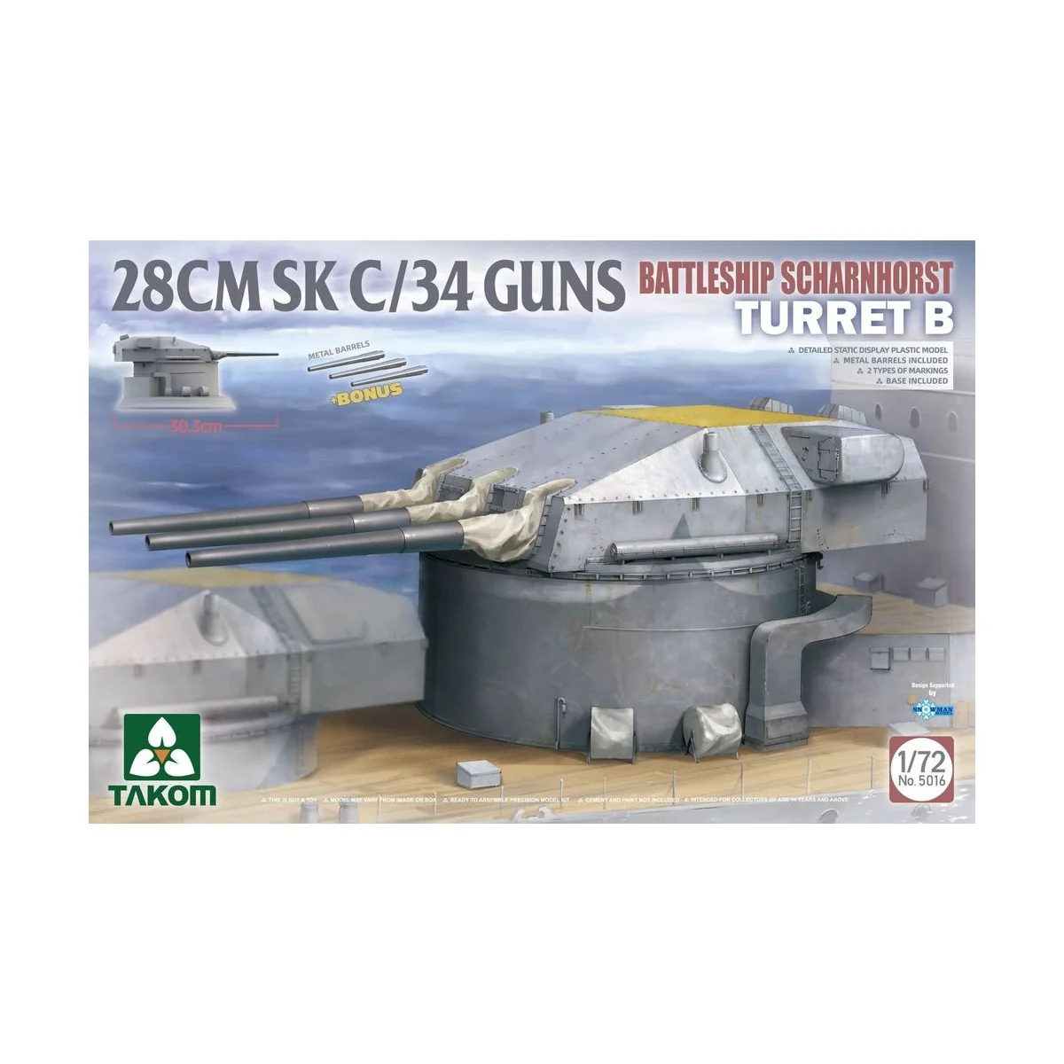 BATTLESHIP SCHARNHORST Tur. B 28CMSK C/34GUNS, 1/72 - Takom TAK5016