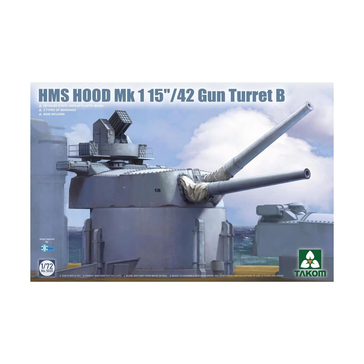 HMS Hood Mk 1 15"/42 Gun Turret B, 1/72 - Takom TAK5020