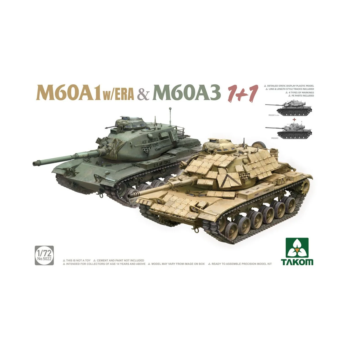 M60A1 w/ERA & M60A3 1+1, 1/72 - Takom TAK5022 M60A1 w/ERA & M60A3 1+1, 1/72 - Takom TAK5022