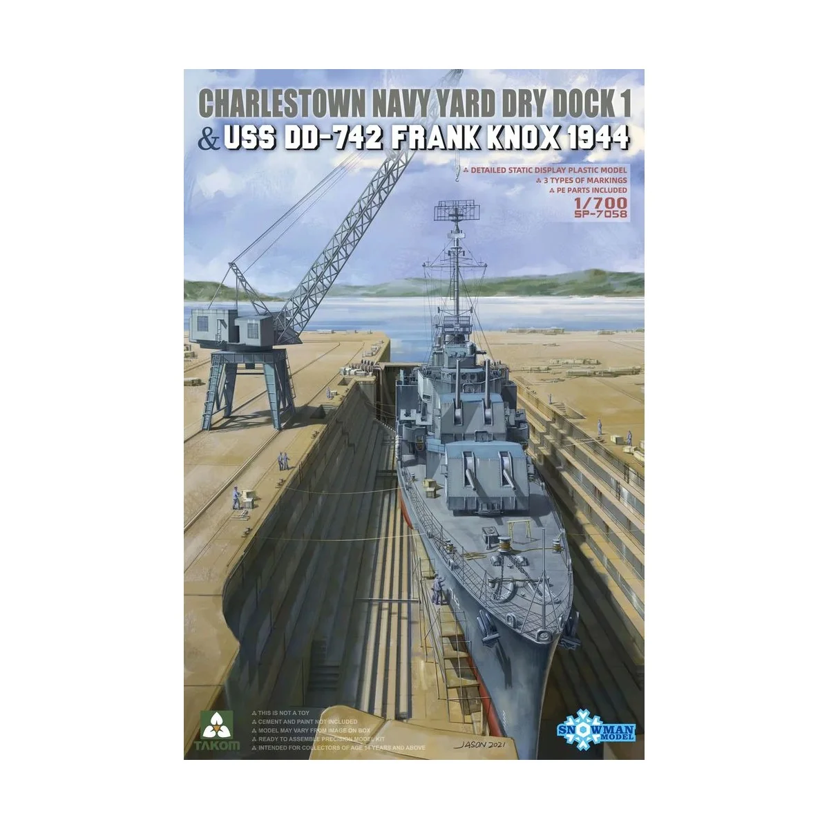 CHARLESTOWN NAVY YARD DRY DOCK 1 & USS DD-742 FRANK KNOX 1944 - Tak...