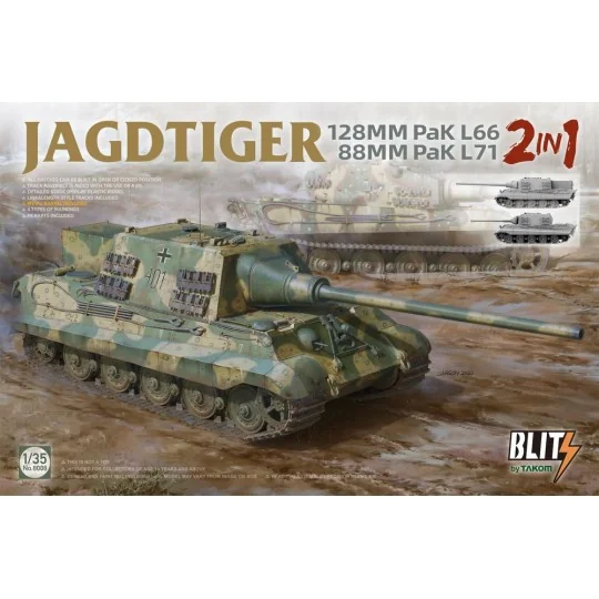 JAGDTIGER (2in1) 128MM Pak L66, 88MM Pak L71 - Takom TAK8008