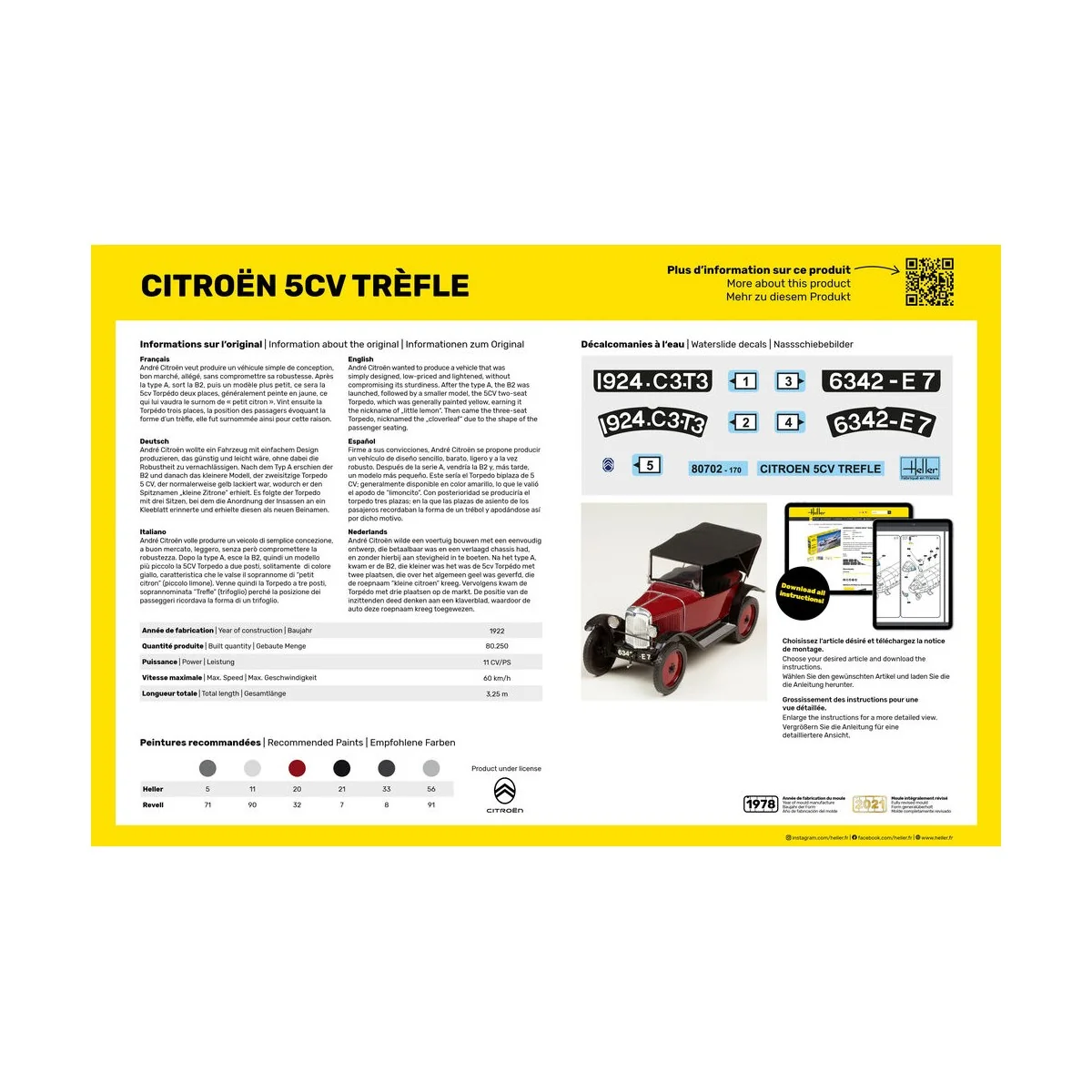 STARTER KIT Citroen Trefle, 1/24 - Heller 56702 STARTER KIT Citroen Trefle, 1/24 - Heller 56702