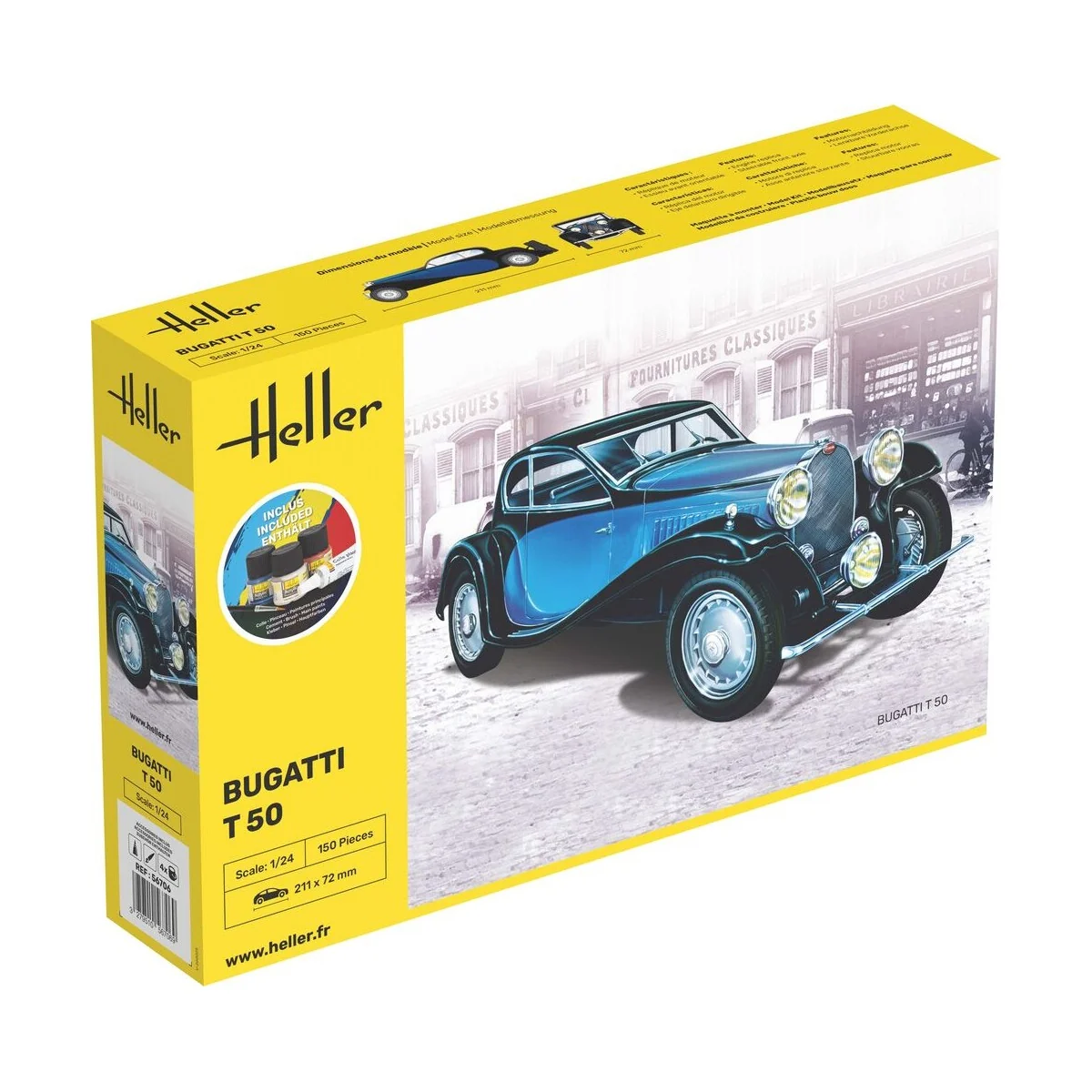 STARTER KIT Bugatti T 50, 1/24 - Heller 56706