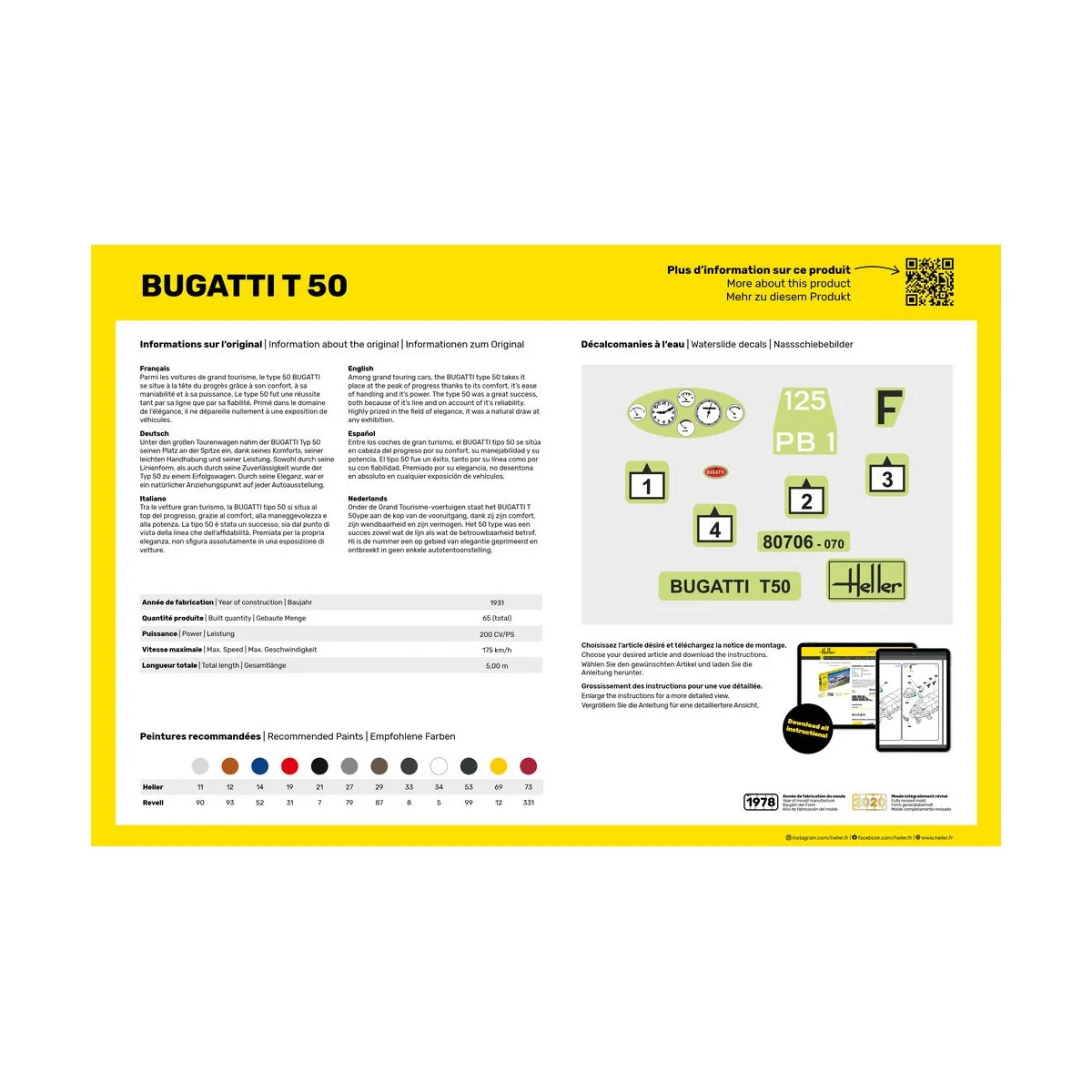 STARTER KIT Bugatti T 50, 1/24 - Heller 56706