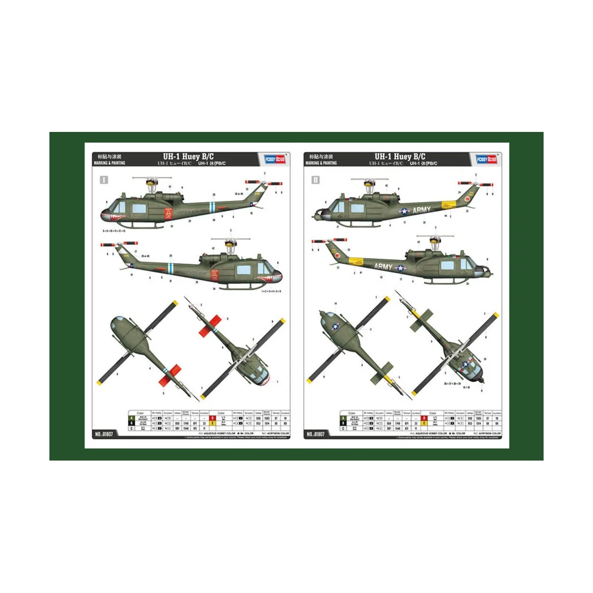 UH-1 Huey B/C, 1/18 - Hobby Boss 81807