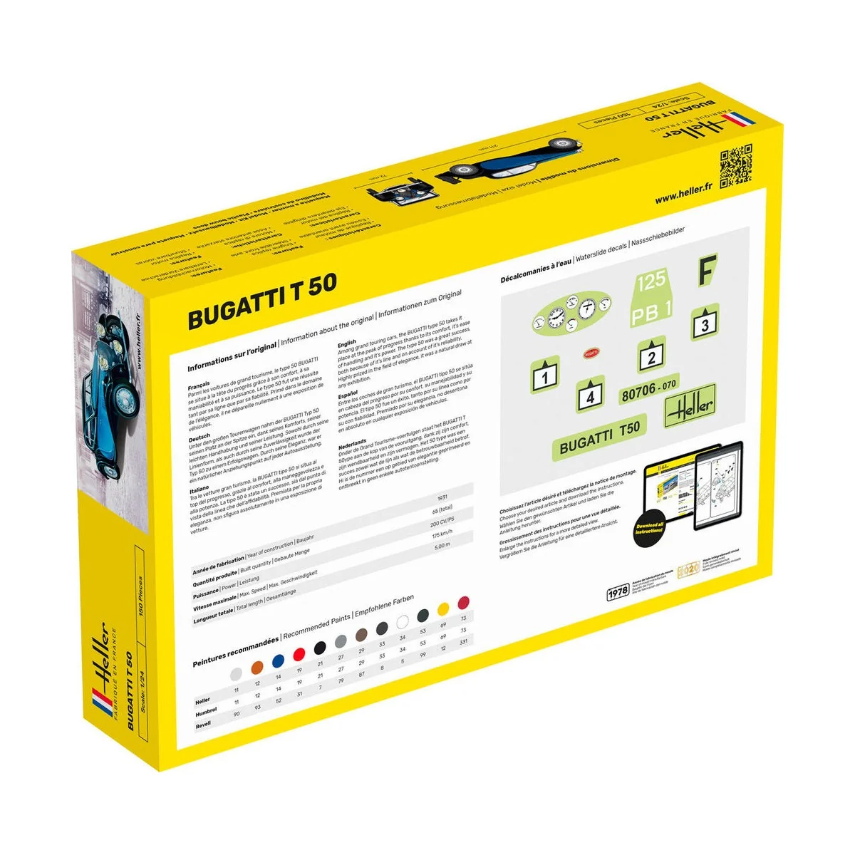 STARTER KIT Bugatti T 50, 1/24 - Heller 56706