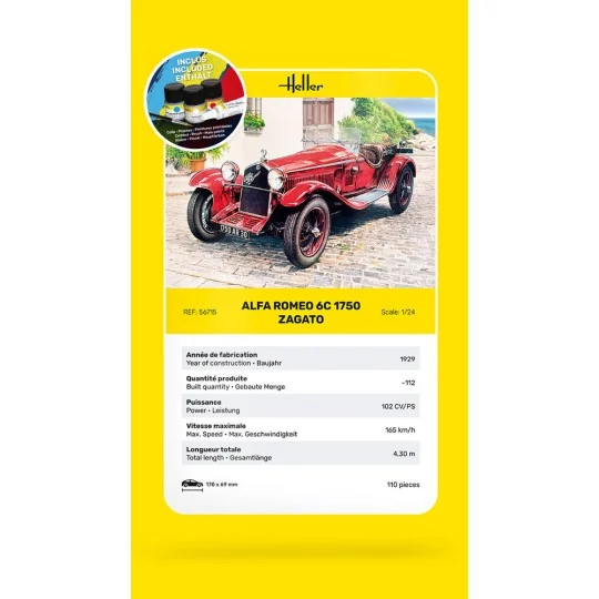 STARTER KIT Alfa Romeo 6C 1750 Zagato, 1/24 - Heller 56715